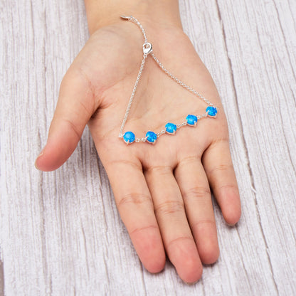 Synthetic Blue Opal Gemstone Bracelet with Quote Card