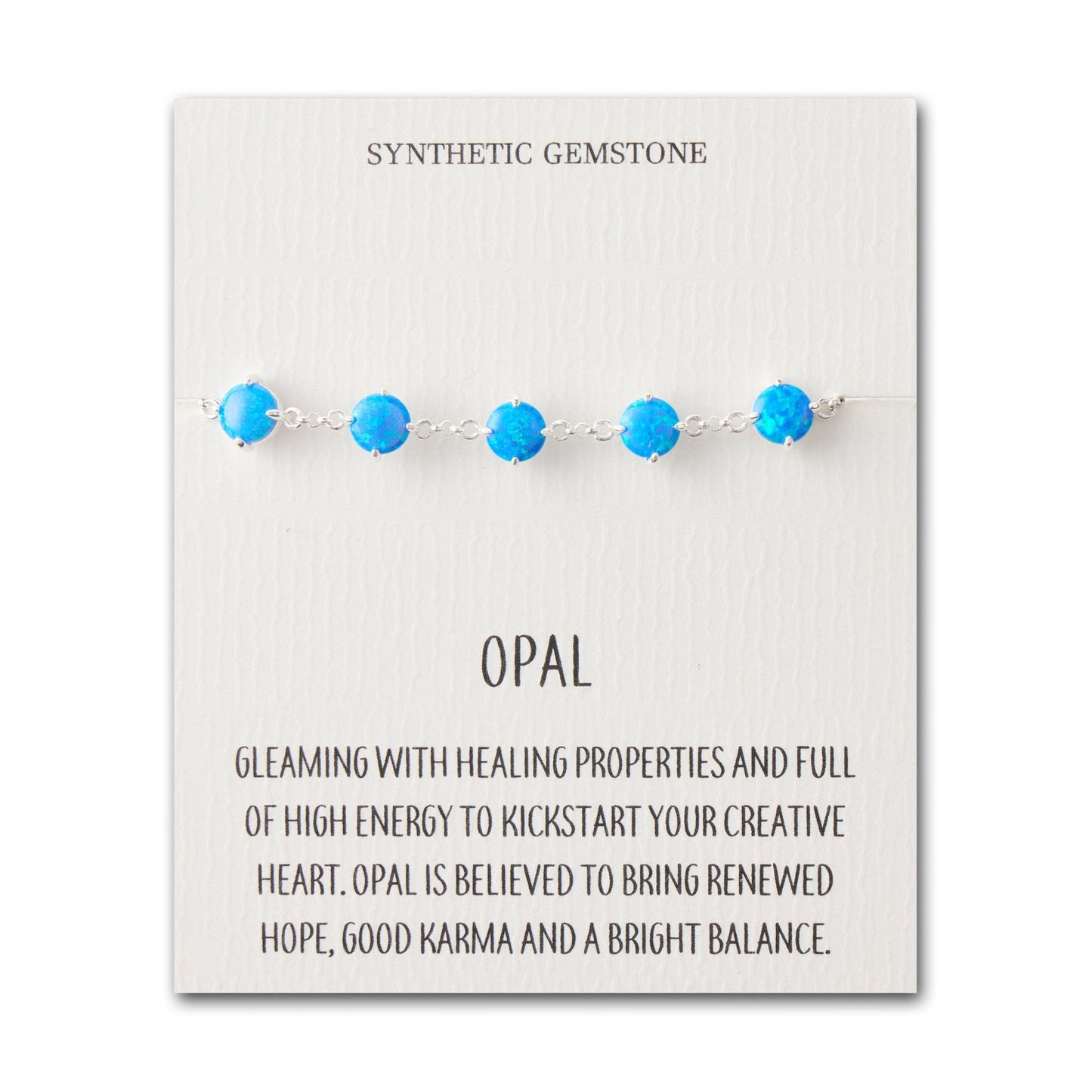 Synthetic Blue Opal Gemstone Bracelet with Quote Card