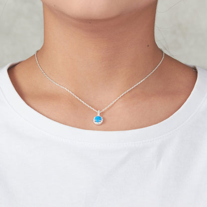 Synthetic Blue Opal Necklace Created with Zircondia® Crystals