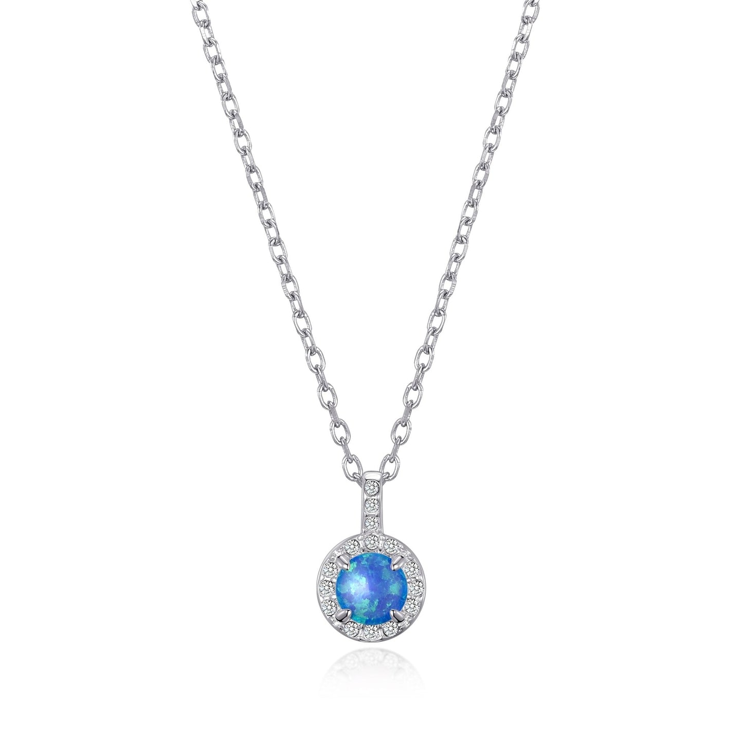 Synthetic Blue Opal Necklace Created with Zircondia® Crystals
