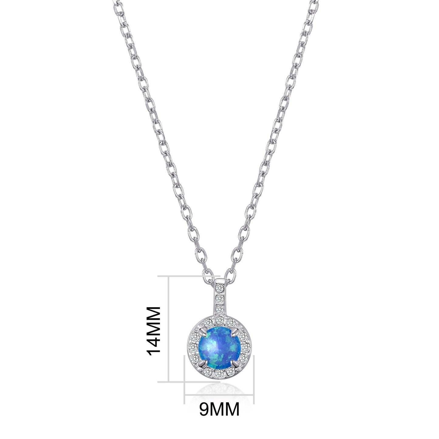 Synthetic Blue Opal Necklace Created with Zircondia® Crystals