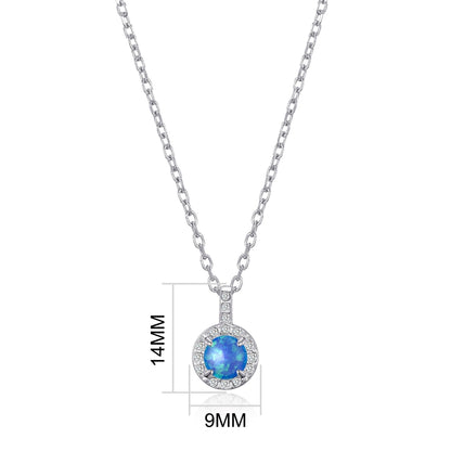 Synthetic Blue Opal Necklace Created with Zircondia® Crystals