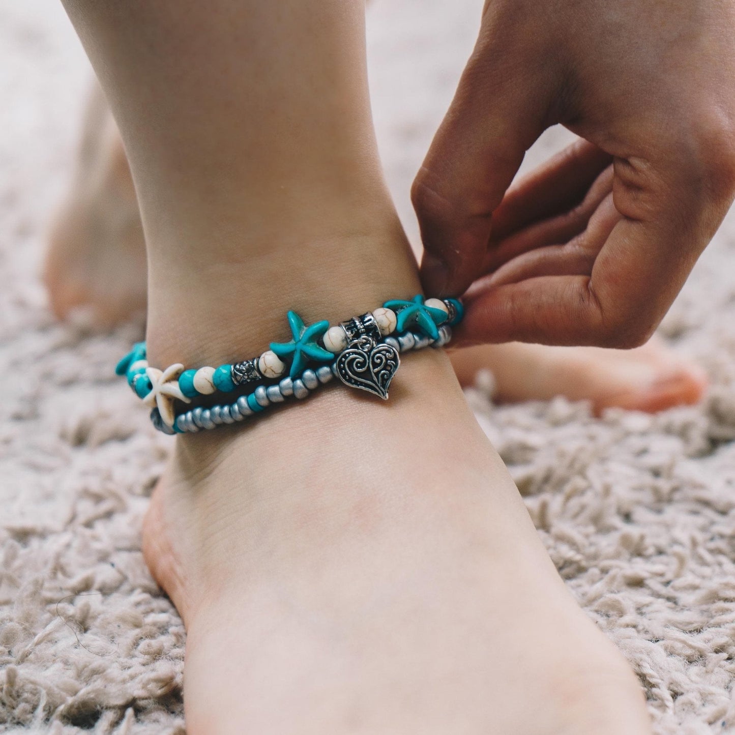 Synthetic Turquoise Beach Anklet