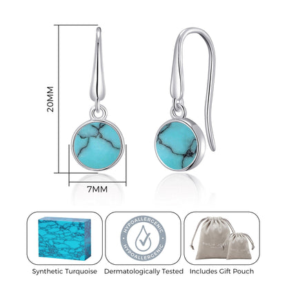 Synthetic Turquoise Drop Earrings with Quote Card