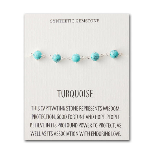 Synthetic Turquoise Gemstone Bracelet with Quote Card
