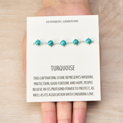 Synthetic Turquoise Gemstone Bracelet with Quote Card