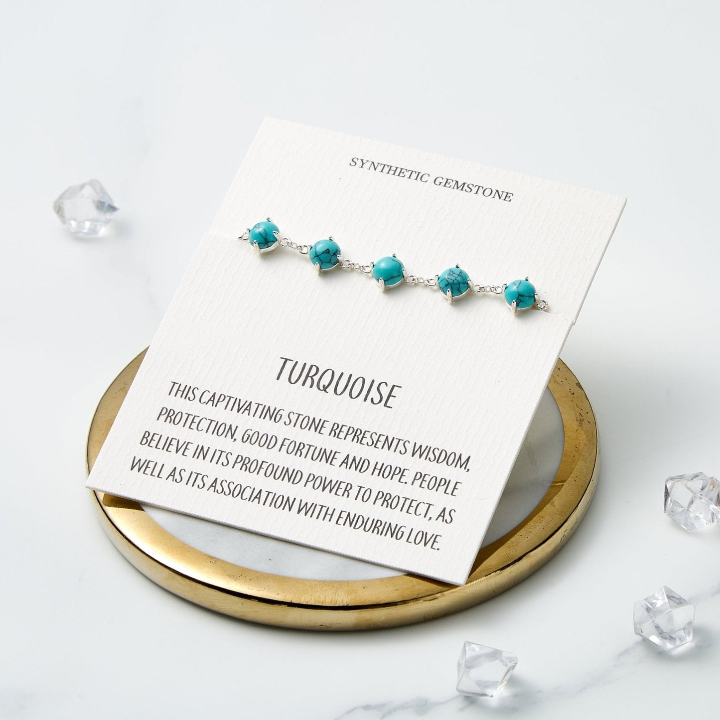 Synthetic Turquoise Gemstone Bracelet with Quote Card