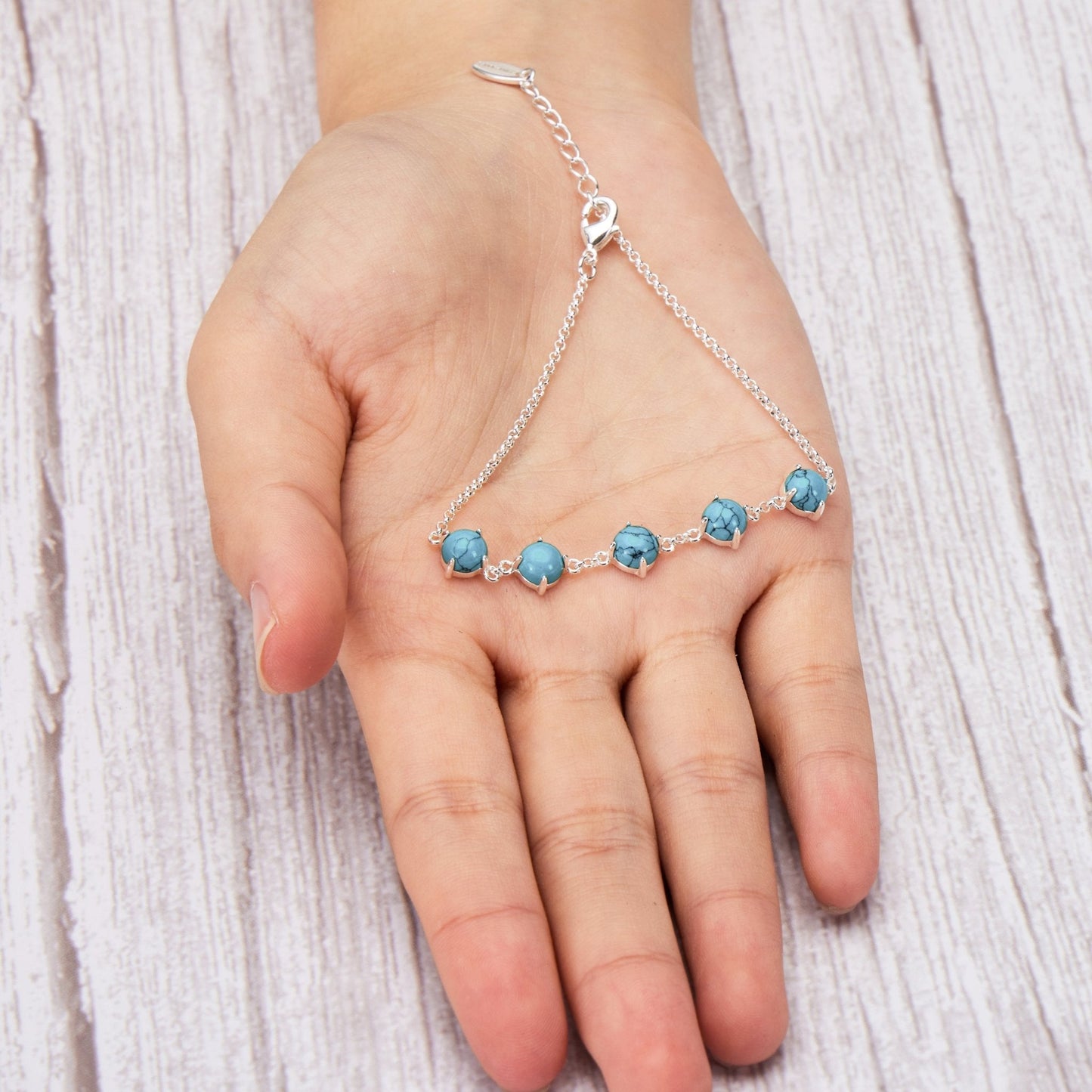 Synthetic Turquoise Gemstone Bracelet with Quote Card