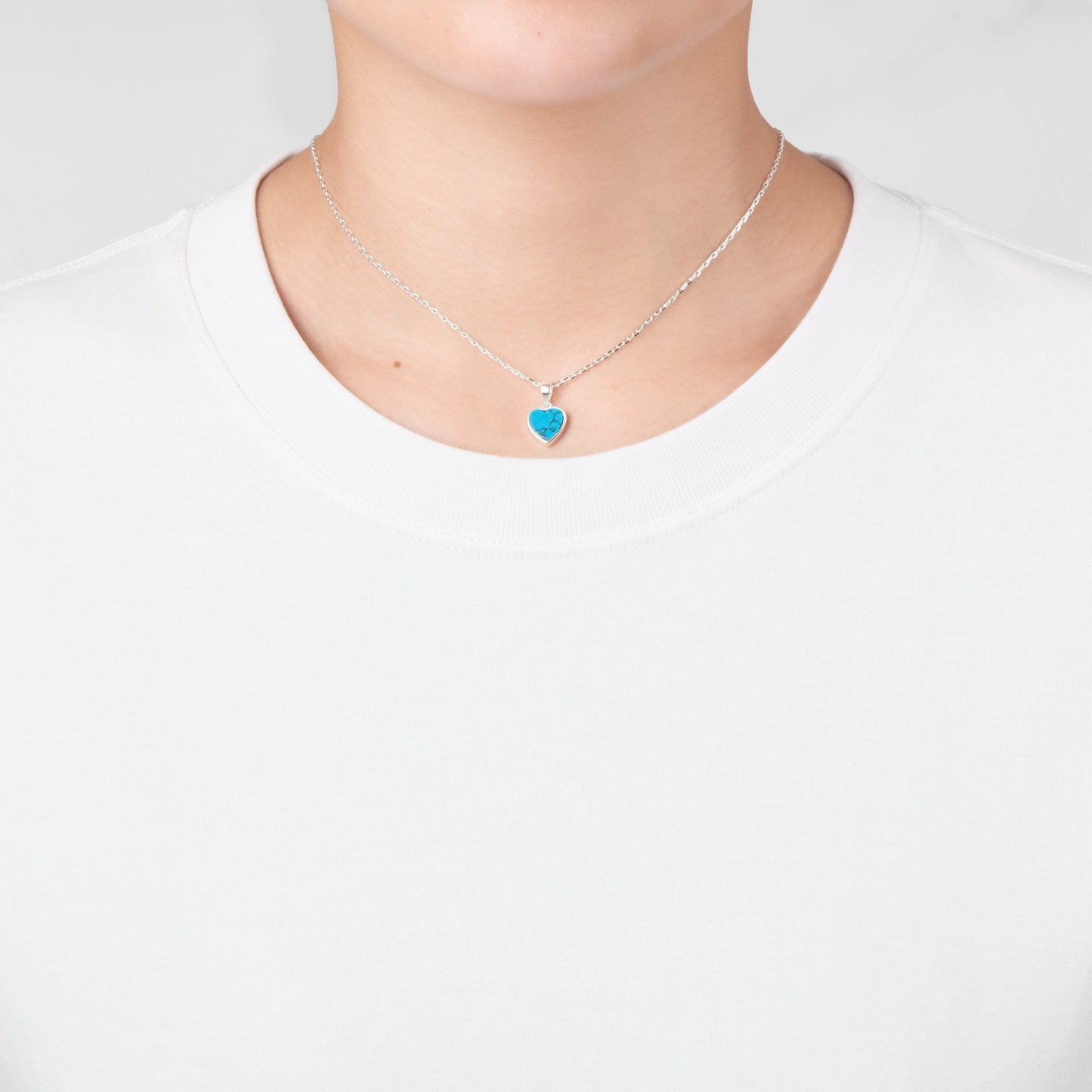 Synthetic Turquoise Gemstone Heart Necklace