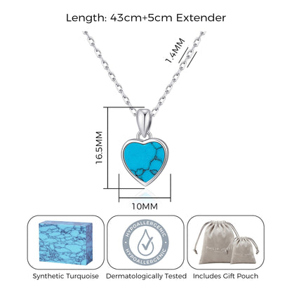 Synthetic Turquoise Gemstone Heart Necklace