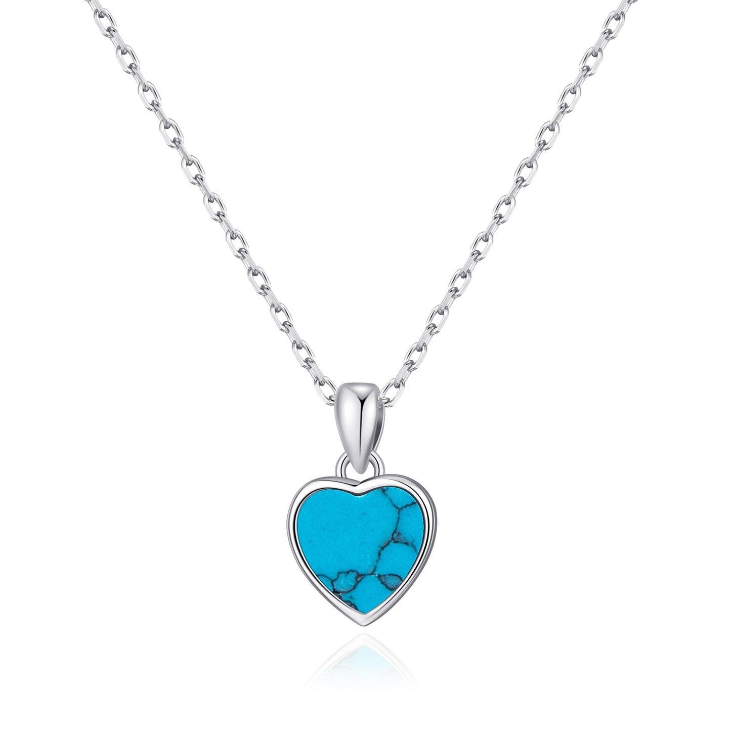 Synthetic Turquoise Gemstone Heart Necklace