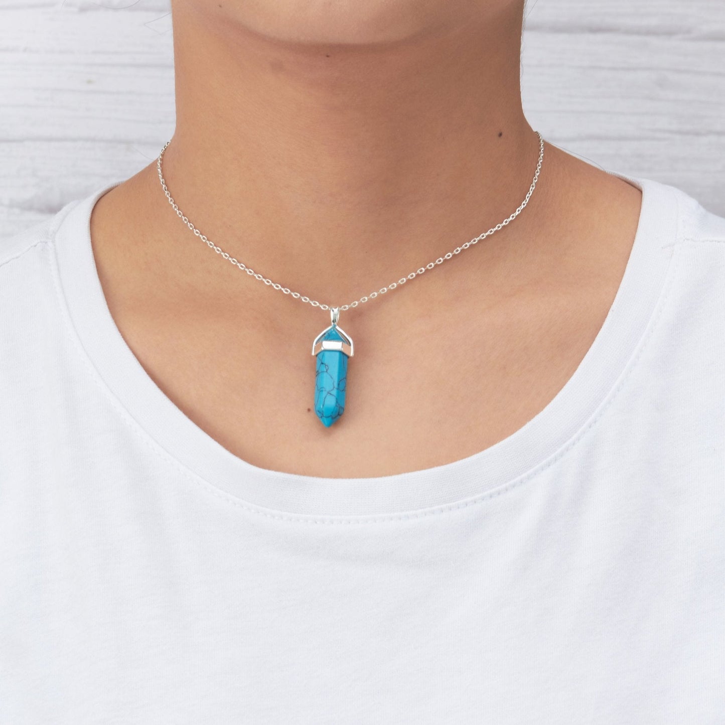 Synthetic Turquoise Gemstone Necklace with Quote Card