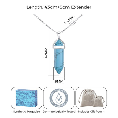 Synthetic Turquoise Gemstone Necklace with Quote Card