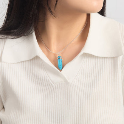Synthetic Turquoise Gemstone Necklace with Quote Card