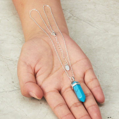 Synthetic Turquoise Gemstone Necklace with Quote Card