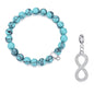 Synthetic Turquoise Gemstone Stretch Bracelet with Charm Created with Zircondia® Crystals