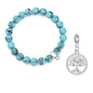 Synthetic Turquoise Gemstone Stretch Bracelet with Charm Created with Zircondia® Crystals