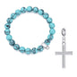 Synthetic Turquoise Gemstone Stretch Bracelet with Charm Created with Zircondia® Crystals