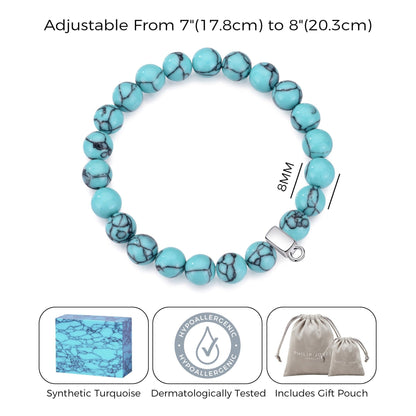 Synthetic Turquoise Gemstone Stretch Bracelet with Charm Created with Zircondia® Crystals
