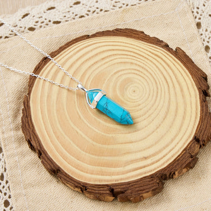 Synthetic Turquoise Genuine Gemstone Necklace