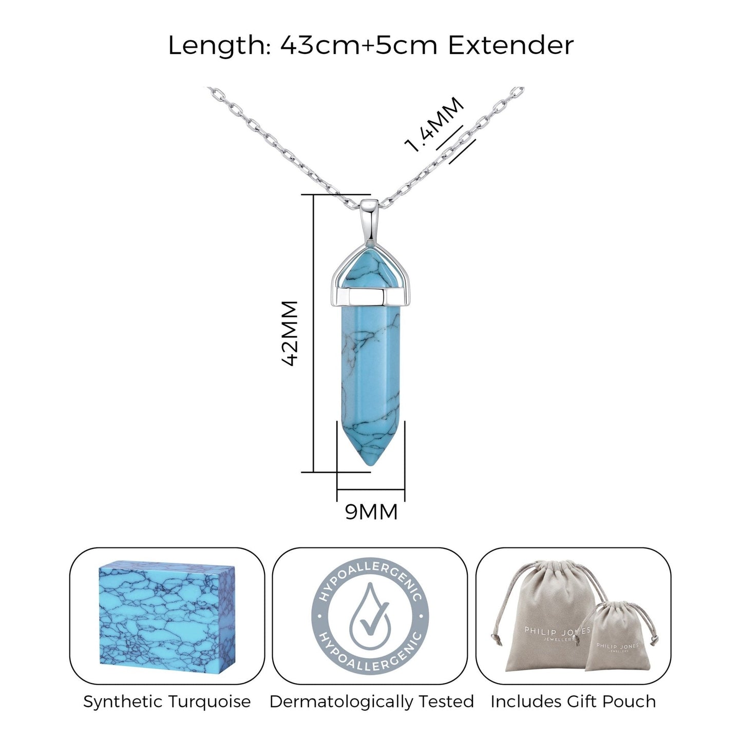 Synthetic Turquoise Genuine Gemstone Necklace