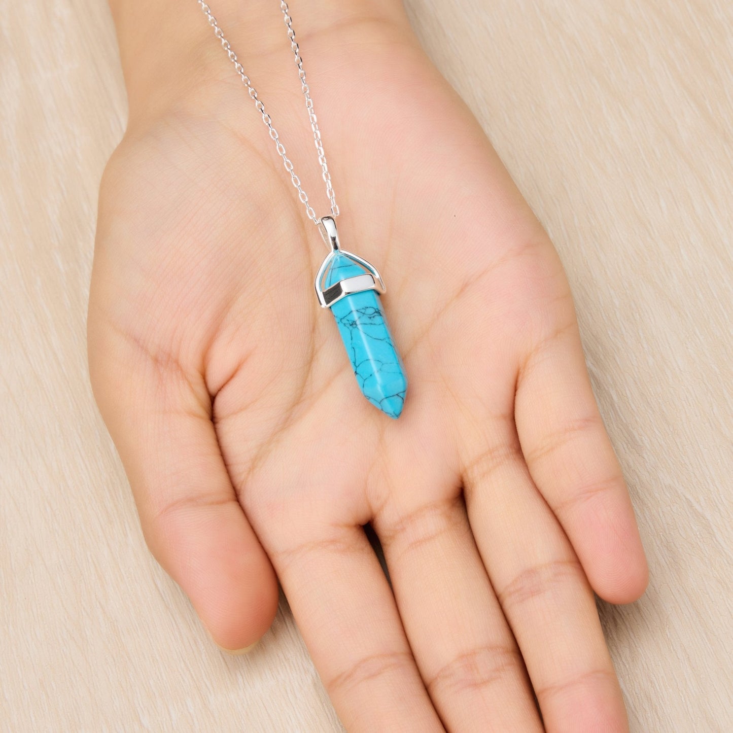 Synthetic Turquoise Genuine Gemstone Necklace