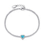Synthetic Turquoise Heart Gemstone Bracelet Created with Zircondia® Crystals