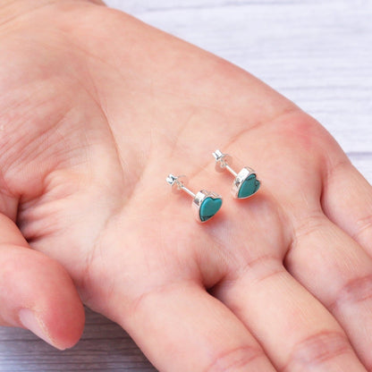Synthetic Turquoise Heart Stud Earrings with Quote Card