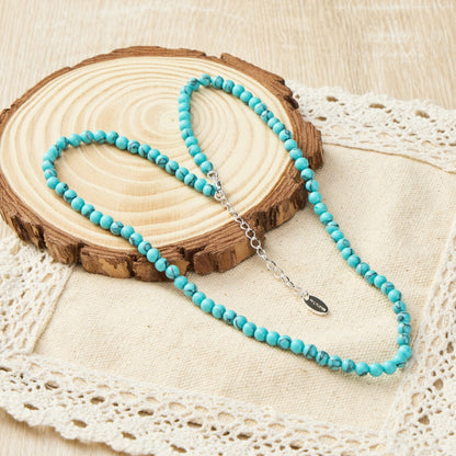 Synthetic Turquoise Mini Beaded Gemstone Necklace