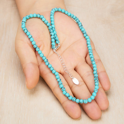 Synthetic Turquoise Mini Beaded Gemstone Necklace
