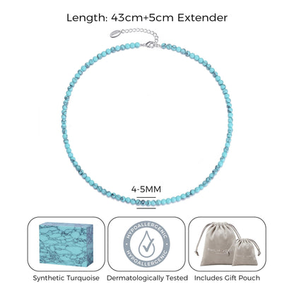 Synthetic Turquoise Mini Beaded Gemstone Necklace