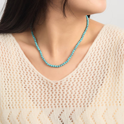 Synthetic Turquoise Mini Beaded Gemstone Necklace