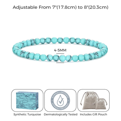 Synthetic Turquoise Mini Beaded Gemstone Stretch Bracelet