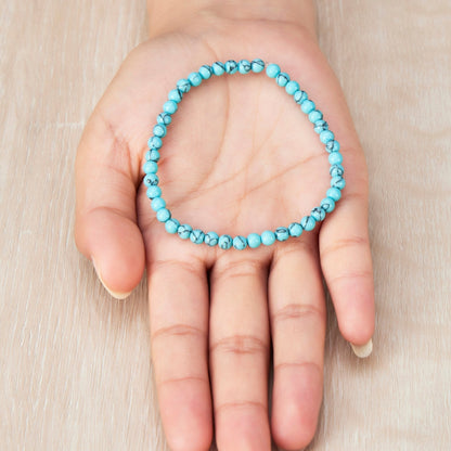 Synthetic Turquoise Mini Beaded Gemstone Stretch Bracelet