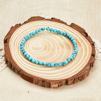 Synthetic Turquoise Mini Beaded Gemstone Stretch Bracelet