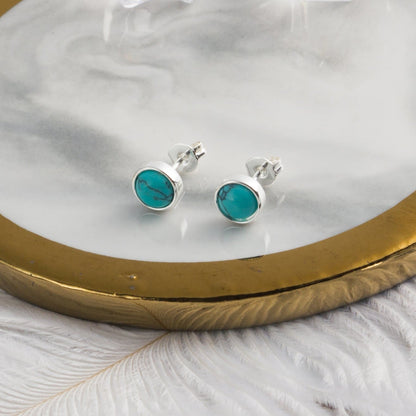 Synthetic Turquoise Stud Earrings