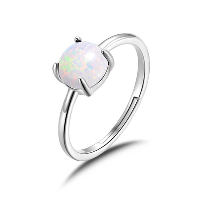 Synthetic White Opal Adjustable Ring with Quote Card