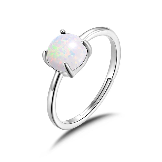 Synthetic White Opal Adjustable Ring with Quote Card