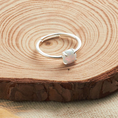 Synthetic White Opal Adjustable Ring with Quote Card