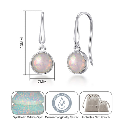 Synthetic White Opal Drop Earrings