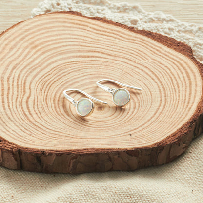 Synthetic White Opal Drop Earrings