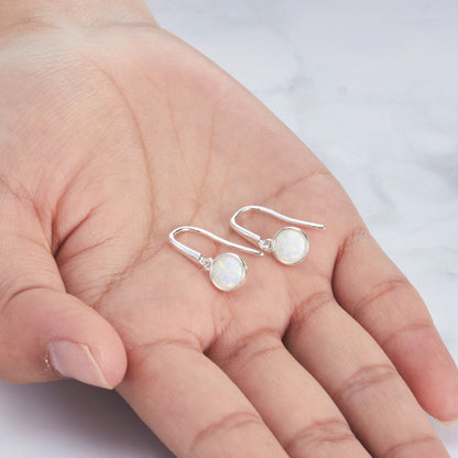 Synthetic White Opal Drop Earrings