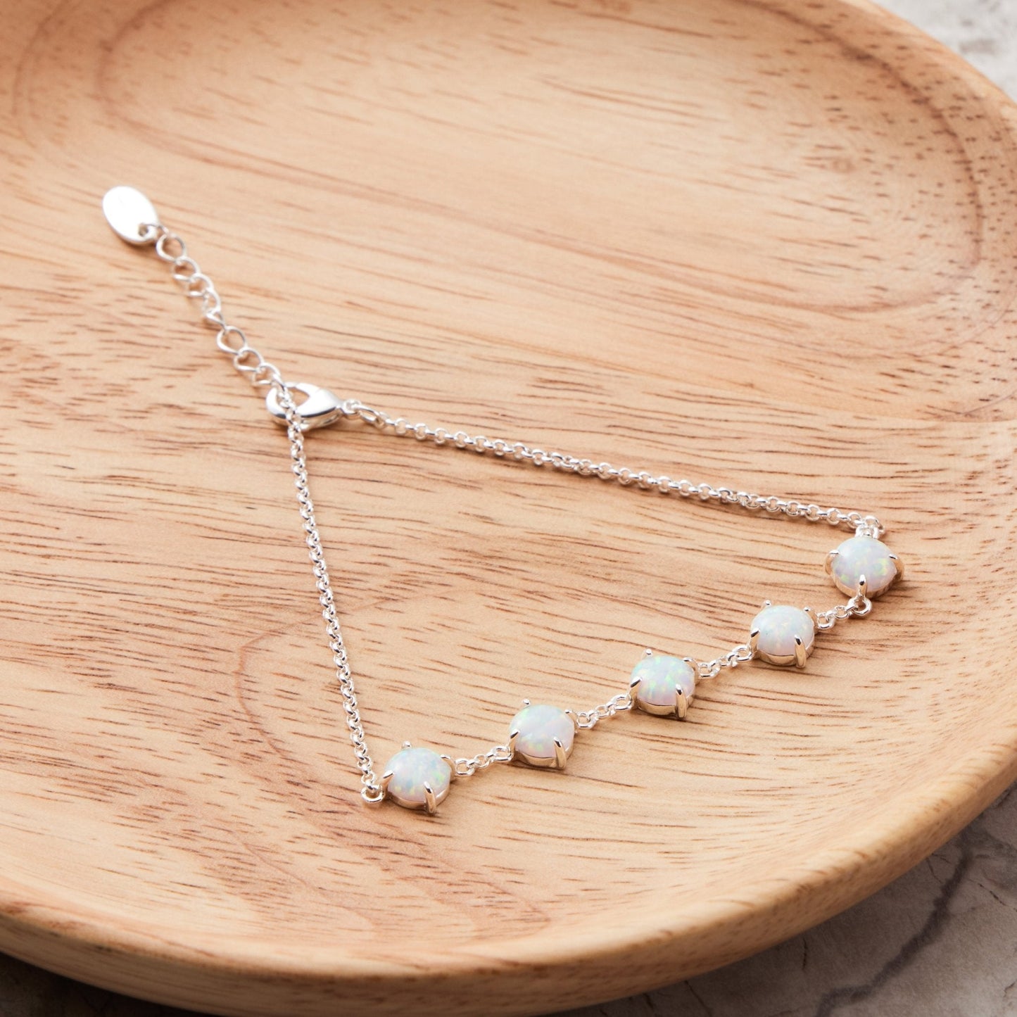 Synthetic White Opal Gemstone Bracelet