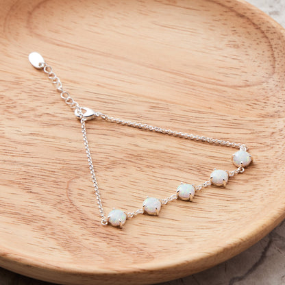 Synthetic White Opal Gemstone Bracelet