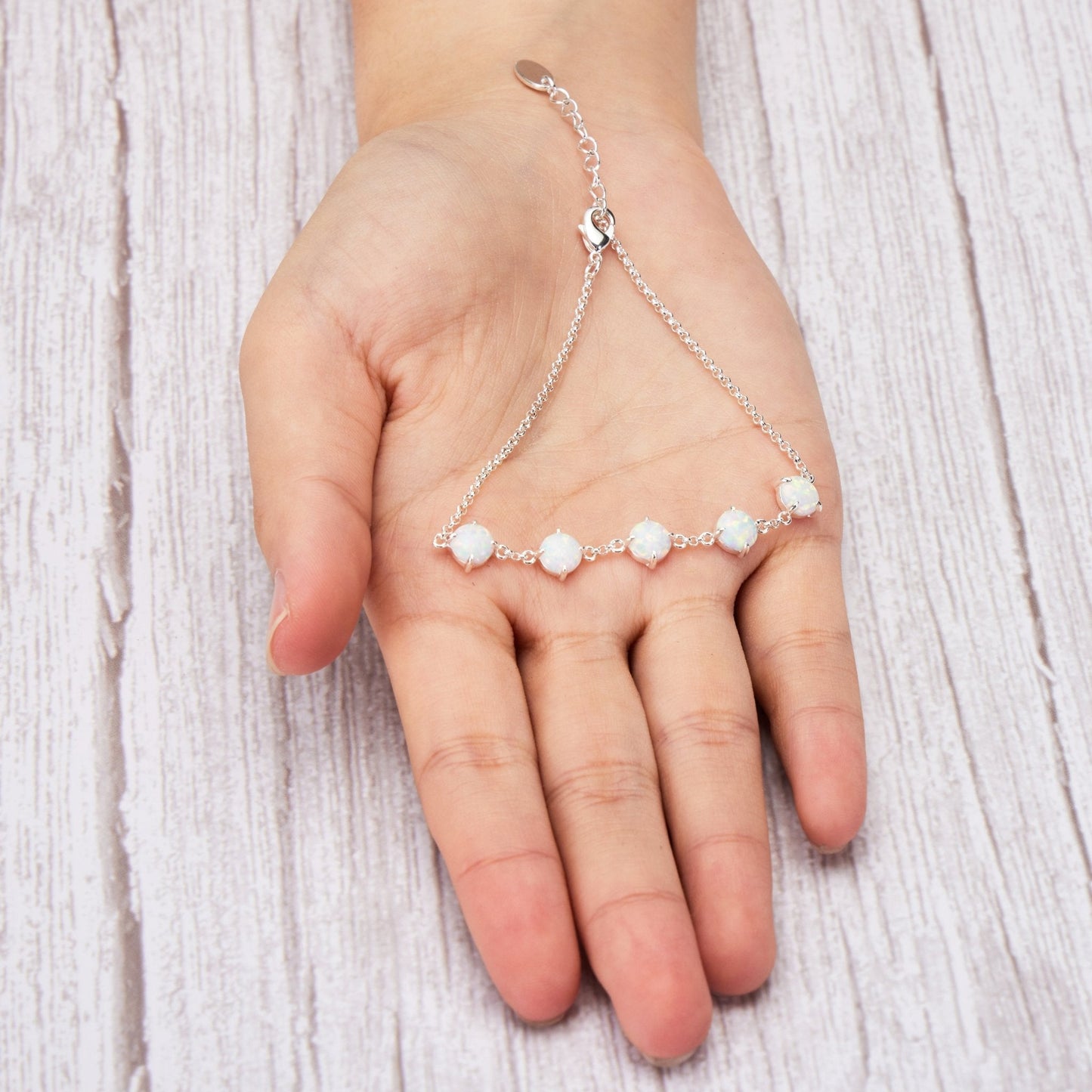 Synthetic White Opal Gemstone Bracelet