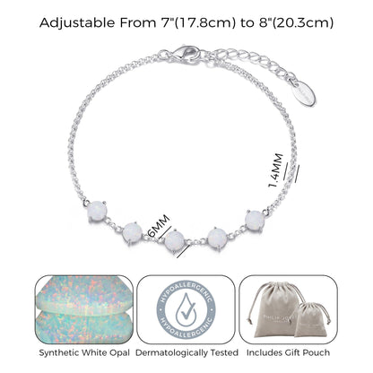 Synthetic White Opal Gemstone Bracelet with Quote Card