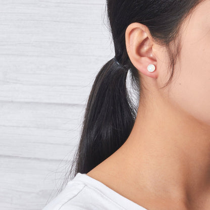 Synthetic White Opal Stud Earrings with Quote Card