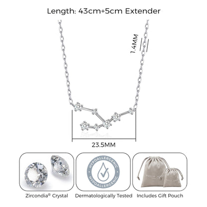 Taurus Star Sign Zodiac Constellation Necklace with Zircondia® Crystals