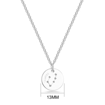 Taurus Zodiac Star Sign Disc Necklace Created with Zircondia® Crystals