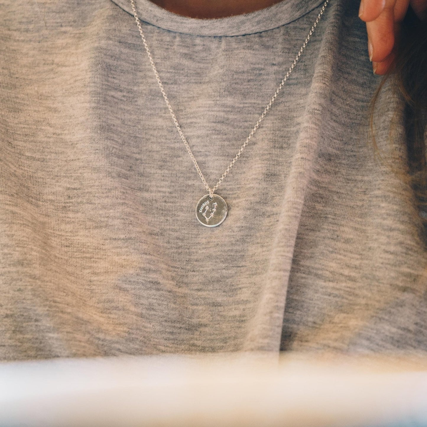 Taurus Zodiac Star Sign Disc Necklace Created with Zircondia® Crystals